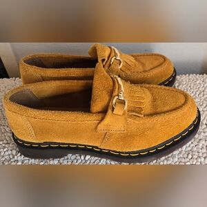 Dr Martens Adrian Snaffle Loafers Mustard Gold Suede Mens Sz 9 Unisex